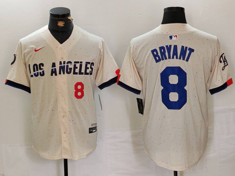 Men Los Angeles Dodgers #8 Bryant Cream Fashion Nike Game MLB Jersey style 3->women mlb jersey->Women Jersey